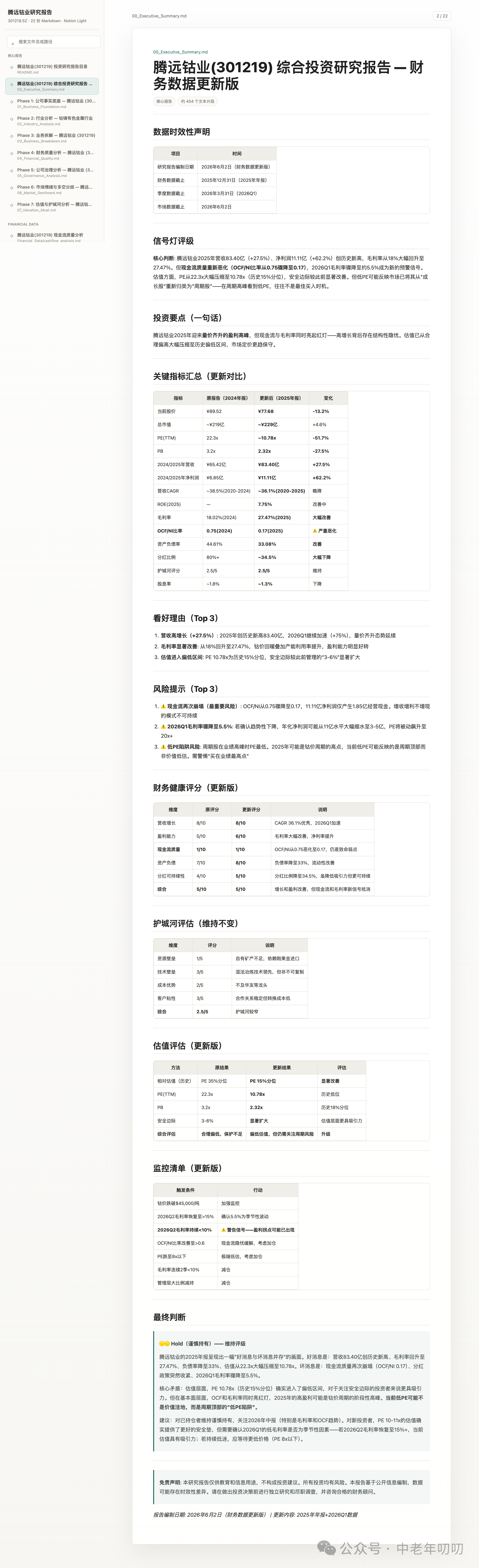PEG专题作业之六：现金流恶化的腾远钴业（301219.SZ）：完整报告长图 01