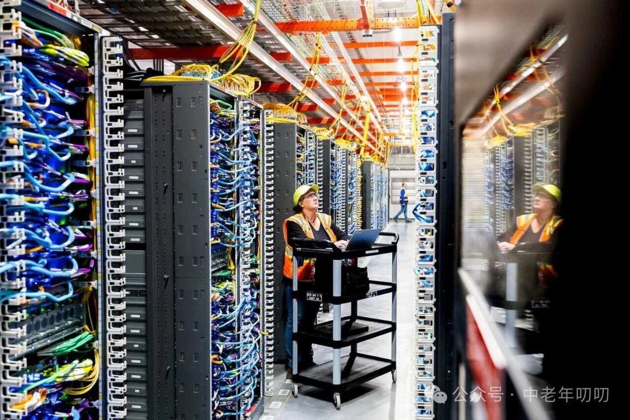 NEW CARLISLE, INDIANA - OCTOBER 2: In this handout provided by Amazon, a technician works at an Amazon Web Services AI data center in New Carlisle, Indiana on October 2, 2025.